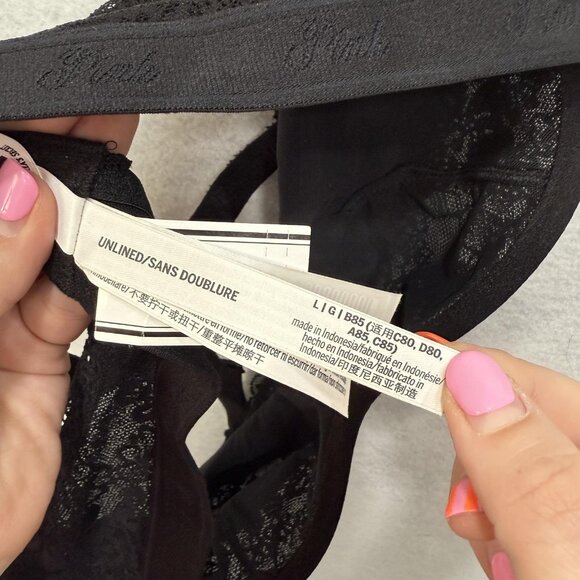 PINK Victoria's Secret Bra Womens Large Unlined Lace Underwire Lingerie NWT - Picture 8 of 12